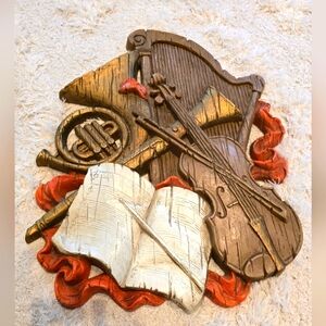 Homco Vintage 70's Large Musical Instrument Wall Art Resin Retro